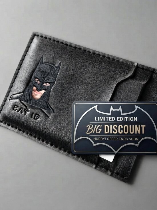 Other - Bat ID Horizontal Laser Cut Batman Card Holder Wallet Black NIB - Set of 2